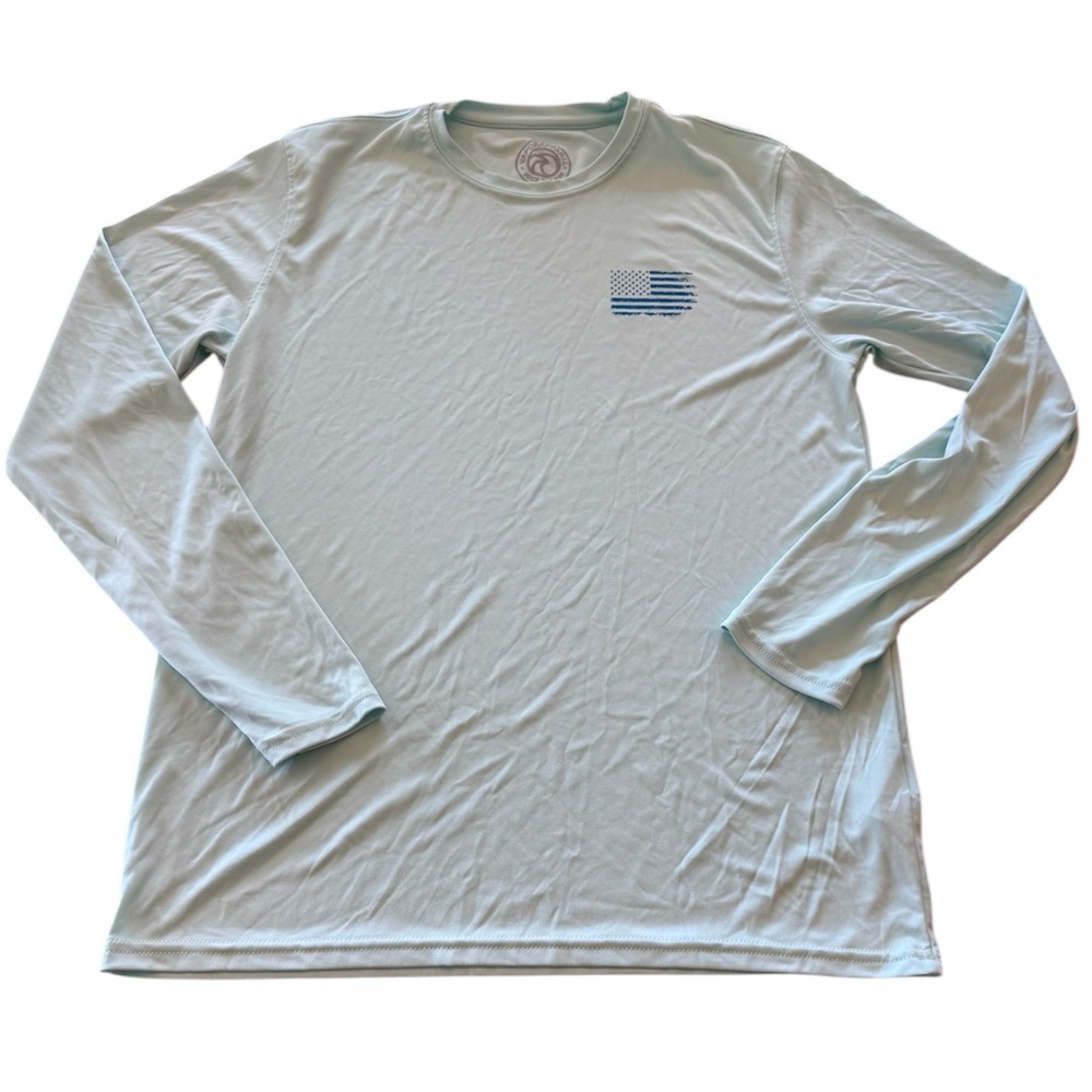 Vapor Apparel American Flag Light Blue Long Sleeve Shirt M